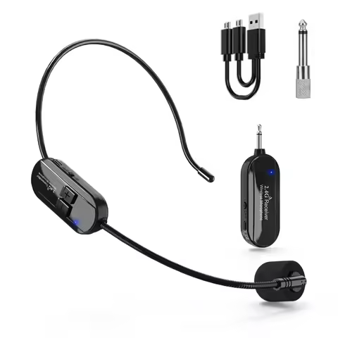 2.4G Wireless Microphone Headset Mic 50M Range For Speaker Voice Teaching Yoga Portable Audio Video