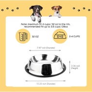 NAJOR Stainless Steel Dog Bowl, 32 oz Large Dog Food Bowls, Anti-Skid Pet Feeder Bowl and Water Bowl