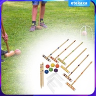 [Etekaxa] Six Player Croquet Set Lawn Croquet Game Set Croquet Set for 6 Players