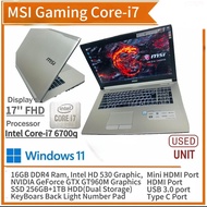 Laptop Gaming Core i7 Screen 17 inches Msi #Ram 32GB SSD 256GB+1TB HDD # Big Screen Graphics work/Ei