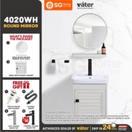 [Vater] Aluminium 4020 Bathroom Basin Cabinet Ceramic Sink With Round Mirror Glass Shelf Kabinet Sin