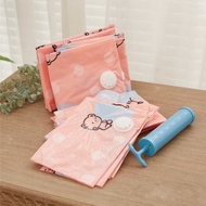 真空加厚壓縮袋11件組-粉橘小熊款(10入+專用抽氣筒)