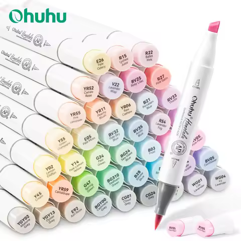 Ohuhu Honolulu 48 Pastel Colors Marker Pen Set Alcohol Art Markers Refillable Dual Tips Sketching Dr