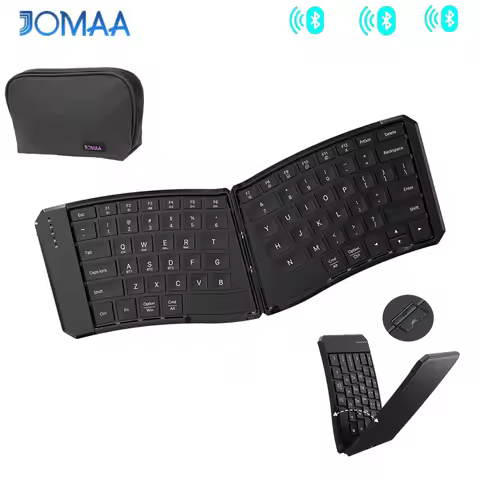 JOMAA Foldable Travel Keyboard with Bag,Split Compact Portable Bluetooth Keyboard, Folding Rechargea