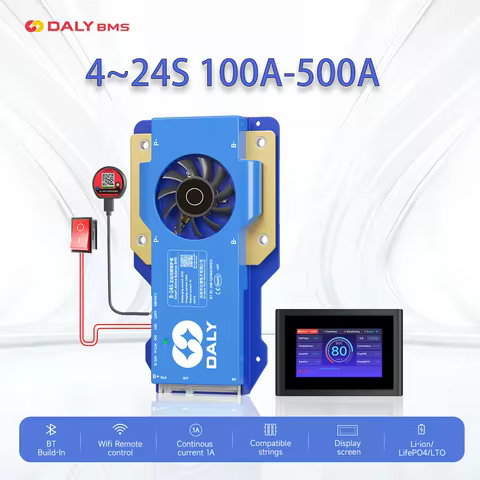 DALY Smart BMS 4S active balance LiFePo4 bms 4s 12v 48V 8S 24V 16S 100A 150A 200A 300A 500A 1A BMS w