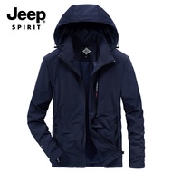 เสื้อแจ็คเก็ตมีซิปมีกระเป๋าโลโก้ JEEP SPIRIT ผู้ชายแฟชั่น