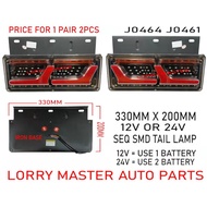 J101S04 330MM X 200MM 12V OR 24V SMD SEQ TAIL LAMP J0464 J0461 PRICE FOR 1 PAIR 2PCS