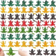 CHENGU Plastic Frogs Toy Tiny Rubber Material Frogs Mini Funny Squishy Frog Animal Realistic Frog Figure Toys Fun Rainforest Character Toys Table Home Decor for Party Favors (Solid Style, 40 Pcs)