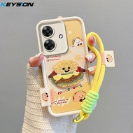 KEYSION Cartoon Cute Plush Embroidery Case for Realme Note 60 60X with Lanyard Shockproof Phone Cove