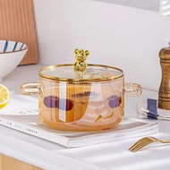 Glass Saucepan Clear Cooking Pot Soup Pot Heating Dual Handles Glass Saucepan With Cover Kitchen Coo