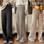 GREAT BKK Label Knitted Pants Long Sweater [Woven Pattern On The Side] Straight Legs Extra Thick And