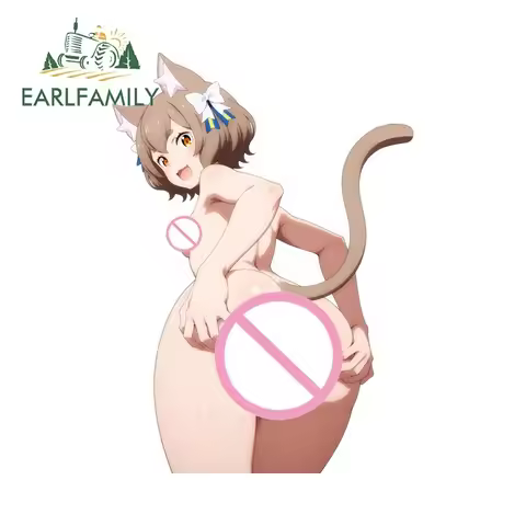 EARLFAMILY Cat Loli Nice Butt Car Stickers Vinyl Hentai Anime Waterproof Occlusion Scratch Decal Cre