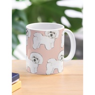 Bichon Frise dogs on Peach Coffee Mug