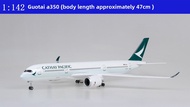 [with Wheels and Lights] Cathay Pacific Airbus A350 Aircraft Model Artificial Civil Airliner Sound 7