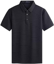 MMLLZEL High Bullet Striped Short-sleeved T-shirt Men's Summer Texture Jacquard POLO Shirt (Color : D, Size : XXL code)