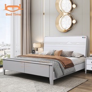 Claire Queen Size Solid Wood Bed | Grey &amp; Green Color | Katil Kayu Queen | Kayu Getah