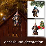1/7 Acrylic Christmas Fun Sausage Dog Car Decoration Pendant V8o2