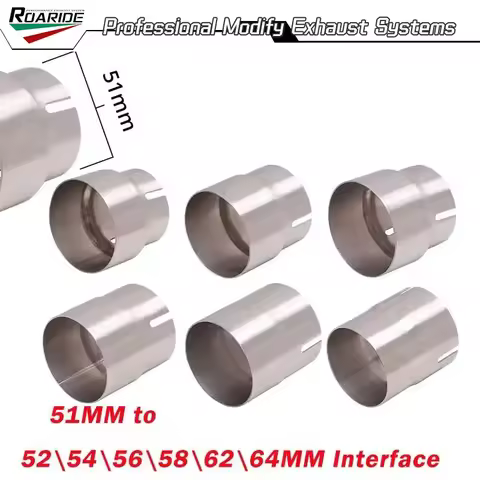 51mm to 52 54 56 58 62 64MM Exhaust Adapters Universal Motorcycle Muffler Pipe Connector Stainless S