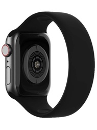 1套彈性一圈可調節黑色矽膠錶帶適用於 Apple Watch 系列 Ultra/8/7/SE/6/5/4/3/2/1，兼容 Apple Watch 49/45/44/42 毫米