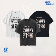 Sanz kaos kpop IVE oversize & slimfit stonewash washed tshirt black white longsleeve IVE-1