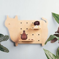 【DIY】木質洞洞板-洞物動物 小貓造型│壁掛置物架