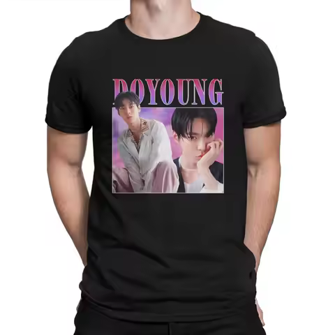 Doyoung T Shirts Men Pure Cotton Humorous T-Shirts Crew Neck NCT-127 Tee Shirt Short Sleeve Clothing