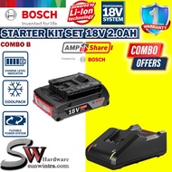 Bosch 1x / 2x 18v 2.0Ah Battery Combo 1x GAL18V-40 Battery Charger (FAST CHARGER)(18V STARTER KIT SE