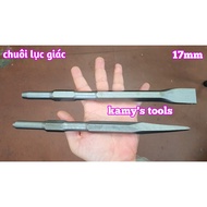 17mm hexagonal flat pointed concrete chisel, 275mm 262mm long