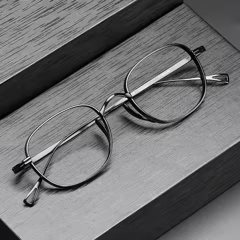 9g Ultra Light Pure Titanium Frame Japanese Vintage Distressed Oval for Male and women design as Kam