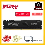 Kingston Fury Beast 4GB / 8GB/ 16GB / 32GB / 64GB DDR4 2666MHz / 3200MHz / 3600MHz Desktop RAM
