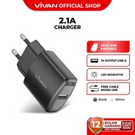 Charger USB VIVAN Adaptor / Kepala / Batok - Garansi Resmi 1 Tahun - Power Oval 2A