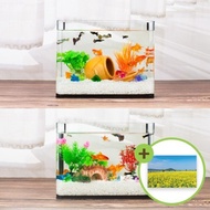 Mini Fish Tank Set (Medium) Decoration Selection Glass Fish Tank Aquarium Set
