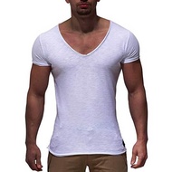 【Hot selling】New Arrival Deep V Neck Short Sleeve Men T Shirt Slim Fit T-shirt Men Thin Top Tee Casu