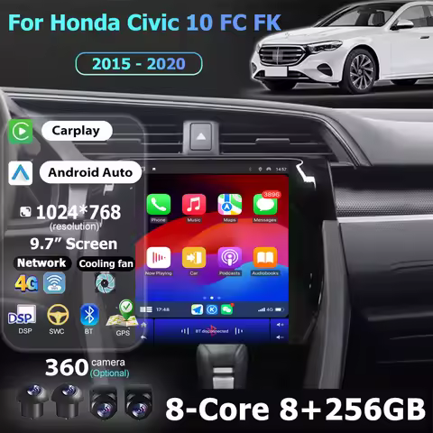 9.7 '' Android 16 Auto For Honda Civic 10 FC FK 2015 - 2020 Car Radio Multimedia Video Player Naviga