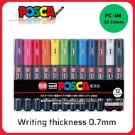 Uni POSCA Paint Marker Pens PC-1M (0.7mm Fine Tip) | Set of 6 / 7 / 8 / 12 Color - Direct From Japan