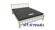 BB4FP3  เตียงเหล็กกล่อง ขนาด 4 ฟุต  สีขาว พร้อมที่นอนยางPEหุ้มหนังPVC 4 ฟุต หนา6นิ้ว