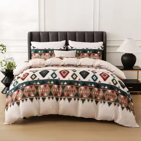 Boho Aztec Duvet Cover Set Queen Vintage Bohemian Bedding Set Reversible Southwestern Triangle Diamo