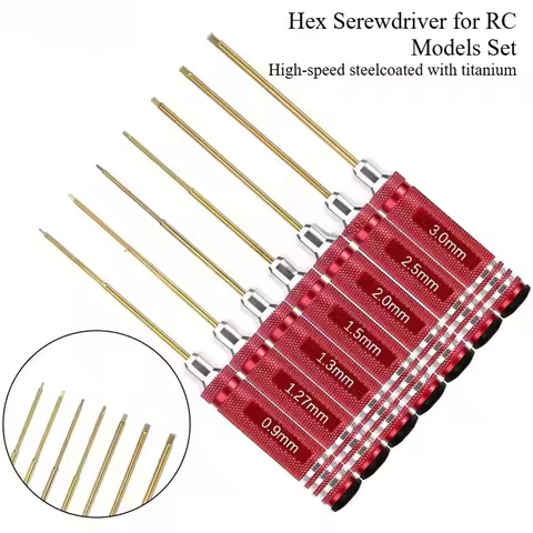 Titanium Coated Hex Screwdriver for RC Models Set ， Car Model Professional Repair Tools Color Round 