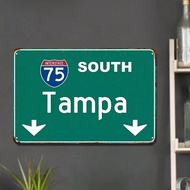 CIFbuy Vintage I-75 South Tampa Brass Sign Wall Decor Retro Road Sign