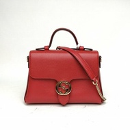 GUCCI Interlock手提風琴包26紅色牛皮金扣肩背包