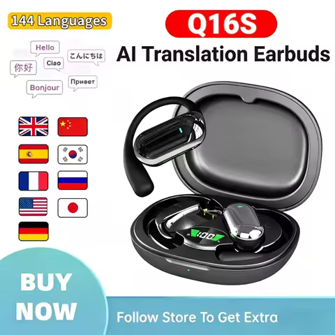 3-in-1 AI Translator Earbuds 144 Languages Noise Cancelling Bluetooth 5.3 Headset Instant Translator