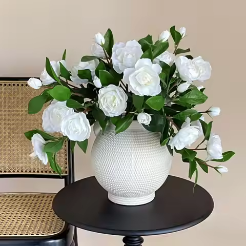 Real Touch Artificial Gardenia Branches Plastic Realistic Simulation Gardenia Flowers Exquisite Hand