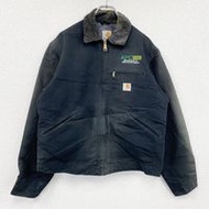 二手 Carhartt Detroit Duck 夾克，帶有毯子內襯，黑色，M 碼