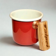 Truvii 檜木把手雙色琺瑯杯 露營杯 - 蘋果紅