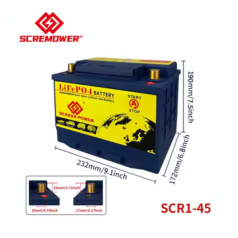 SCR1-45 12V 25AH LiFePO4 Car Jump Starter Battery CCA 750A Lithium Iron Rechargeable Battery High Po