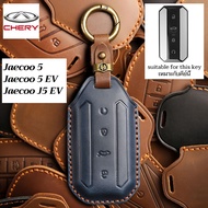 Chery Jaecoo 5 EV cowhide car remote key case Jaecoo 5 car key holder Jaecoo J5 EV genuine leather c