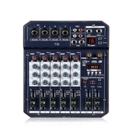 T6 Portable Sound  Mixing Console Audio Mixer Built-in 48V antom Power Supports MP3 Player BT DJ Live Karaoke Party Mixe