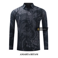 HITAM KEMEJA Original Batik Shirt With AMARTA Motif Black Men's Batik Shirt For Men, Slimfit, Full Layer, Long Sleeve