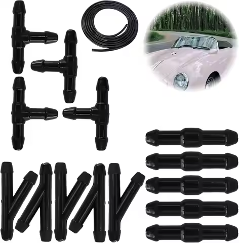 Windscreen Wiper Hose Kit, 2 m Hose Kit with 18Pcs (Y, I, T) for Car Windscreen Washer System for Wi