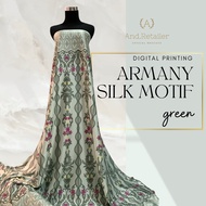Bahan Kain Satin Armani Armany Silk Motif Printing Digital